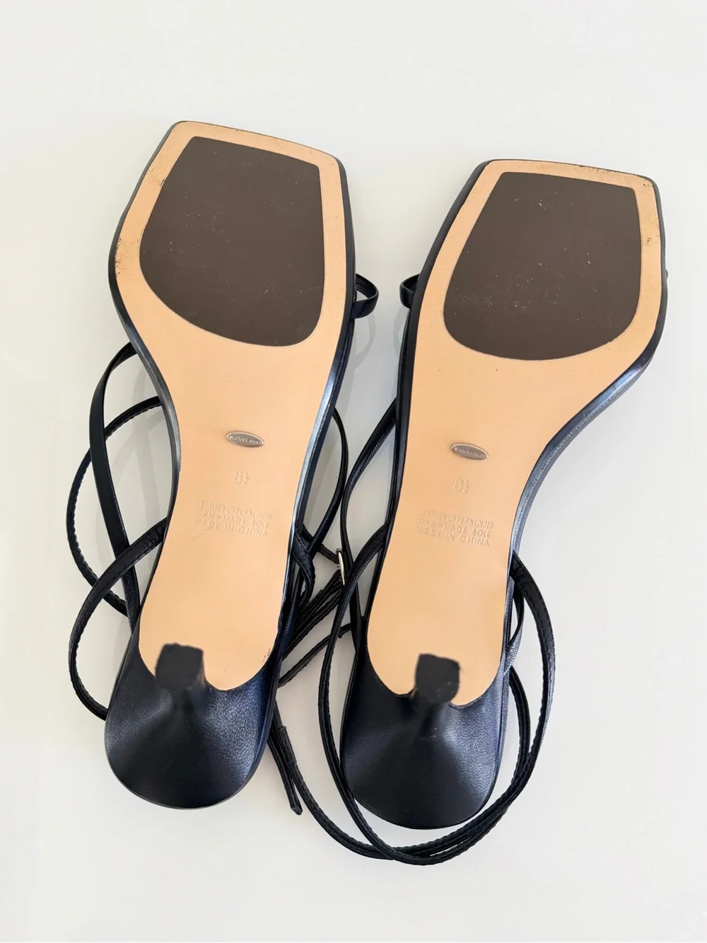 Tony Bianco Avi Black Nappa Leather Square Toe Strappy Sandal